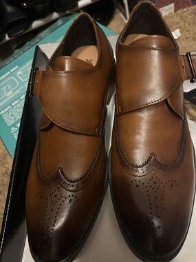 Men's Brown Leather Monk Strap Dress Shoes